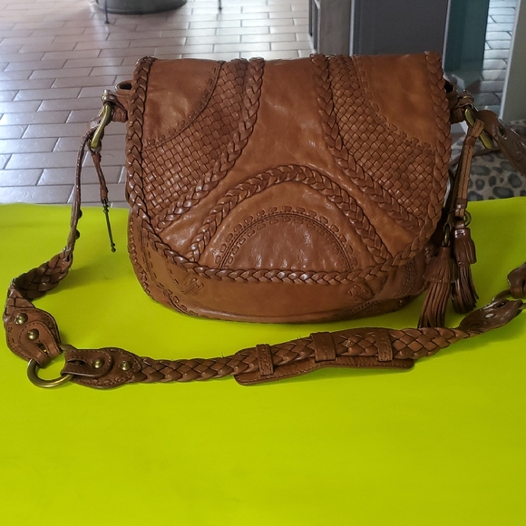 VINTAGE Lockheart Braided Leather Crossbody Bag - Picture 1 of 6